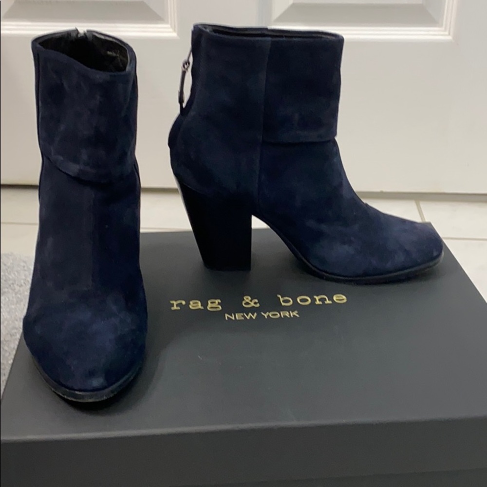 Rag & Bone Navy Suede Newburyport boot